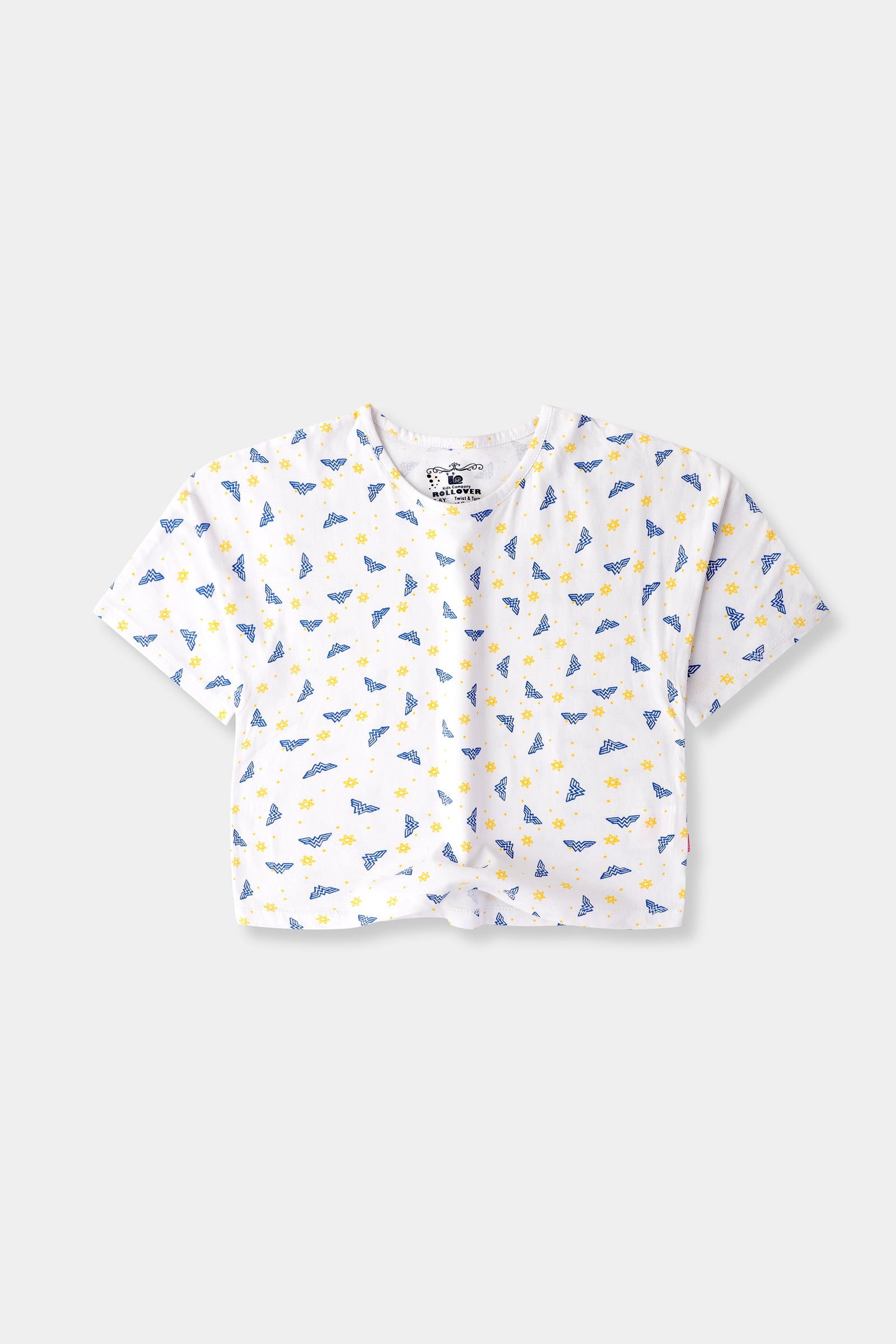 White Rotary Print Boxy Tee