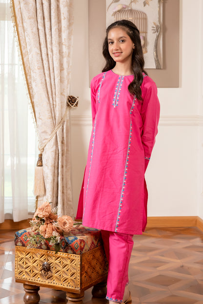 Hot Pink Cotton Kurta Set