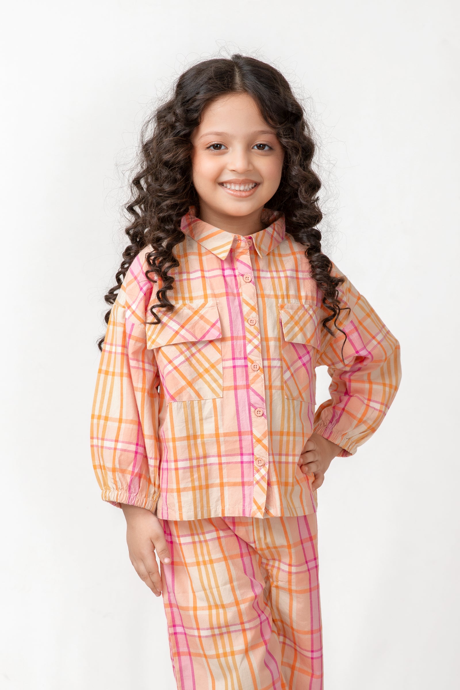 Peach & Pink Checkered Co-ord Set