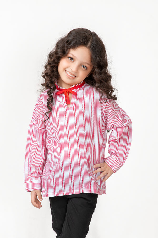 Red Tied Stripe Top