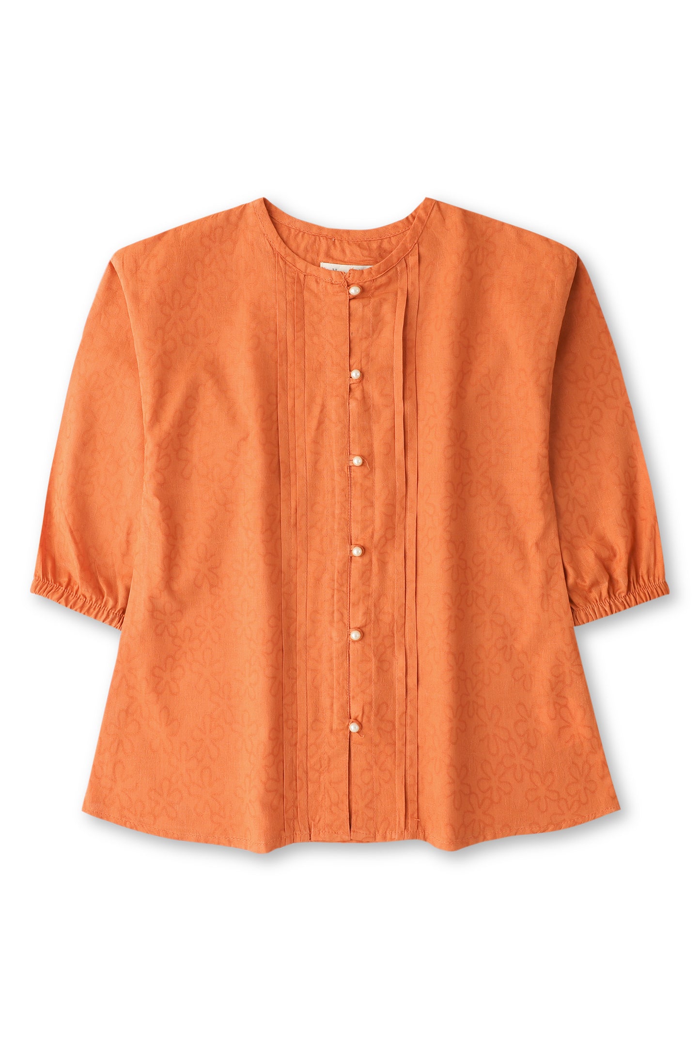 Rust Textured Pleated Top