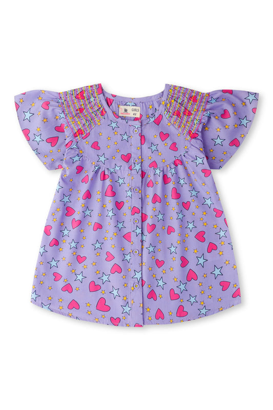 Purple Heart Smocked Top