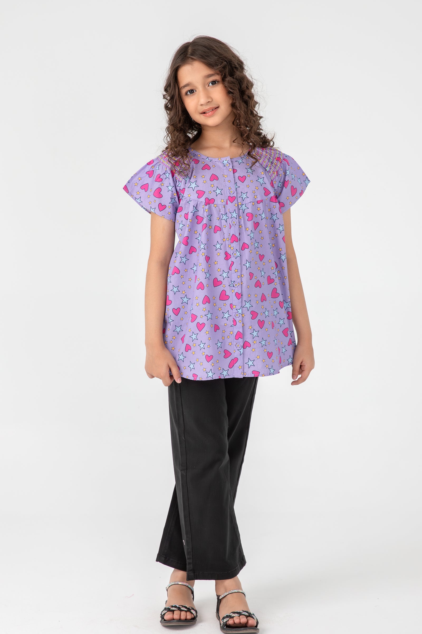 Purple Heart Smocked Top