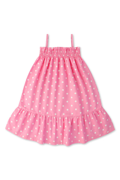 Pink Polka Smocked Cotton Dress