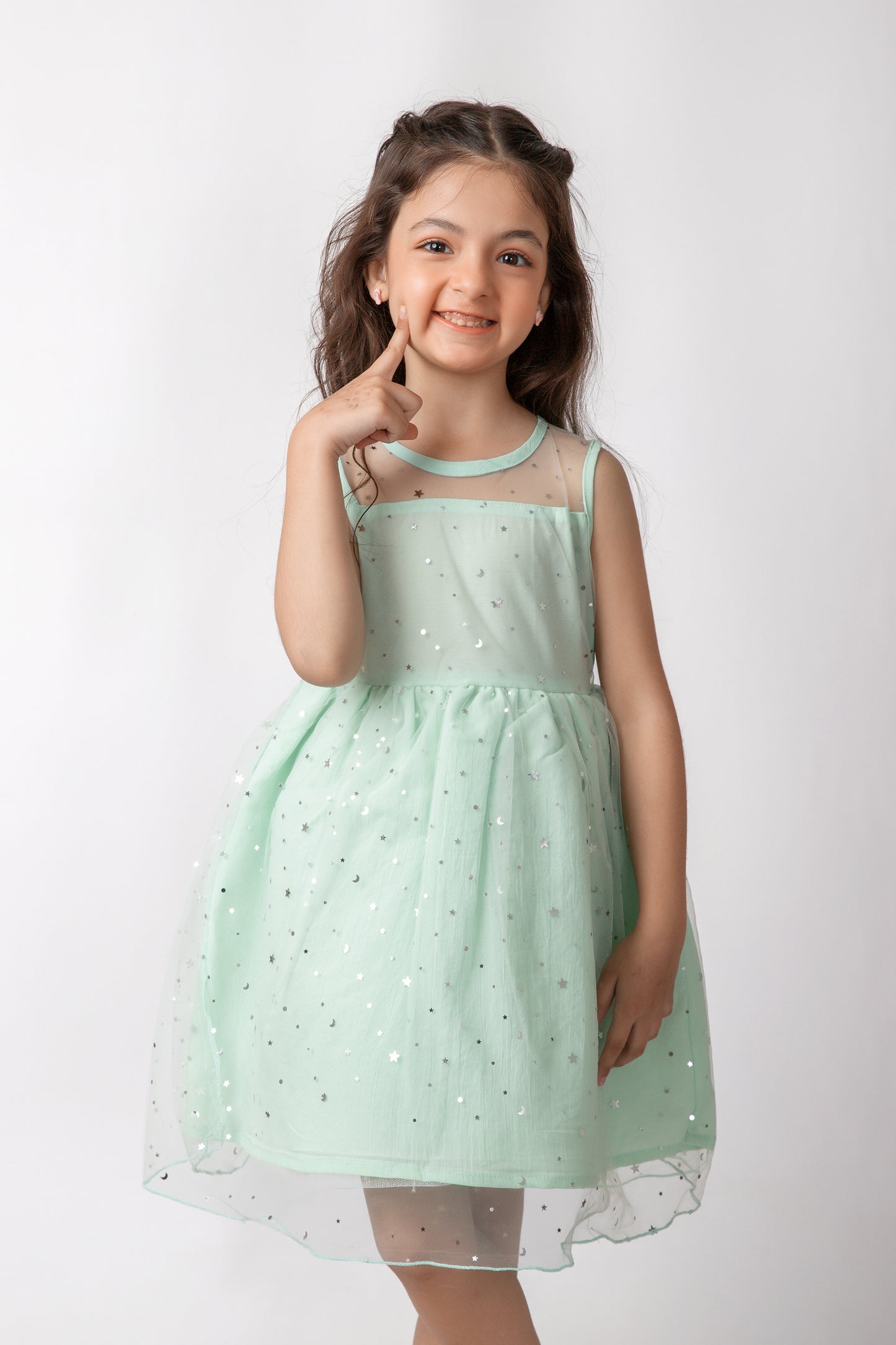 Mint Sparkle Net Dress