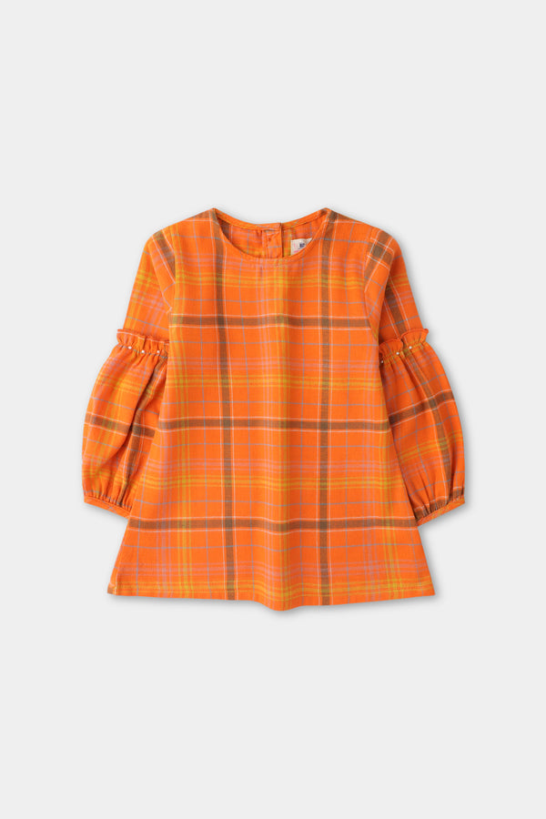 Orange Plaid Flannel Top