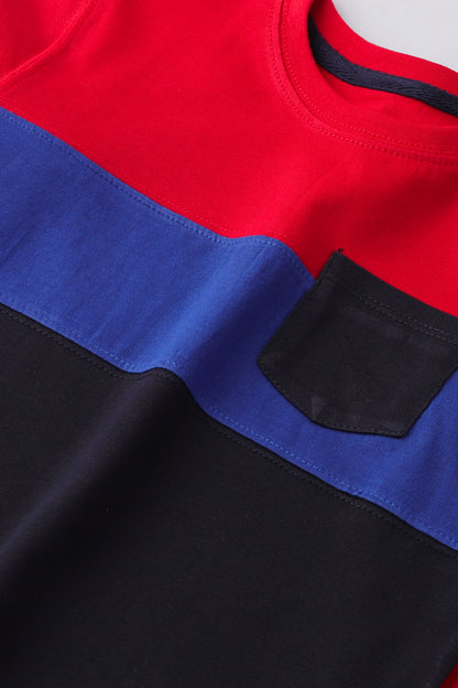 Tricolor Contrast Pocket Tee