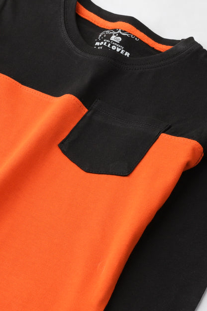 Black Colorblock Pocket T-shirt