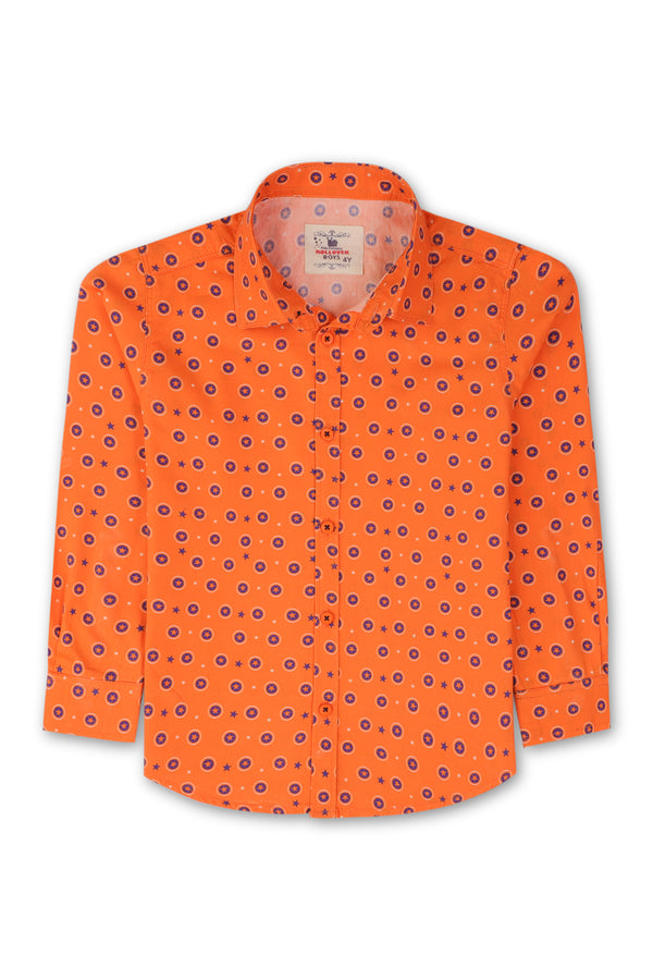 Orange Starburst Casual Shirt