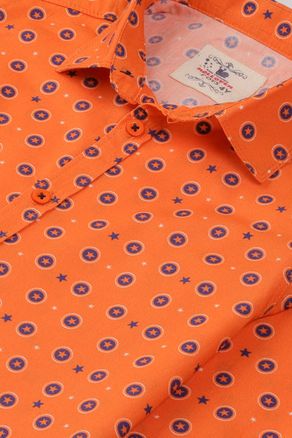 Orange Starburst Casual Shirt