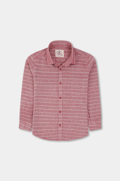 Boys Red Striped Chambrey Shirt