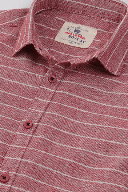 Boys Red Striped Chambrey Shirt