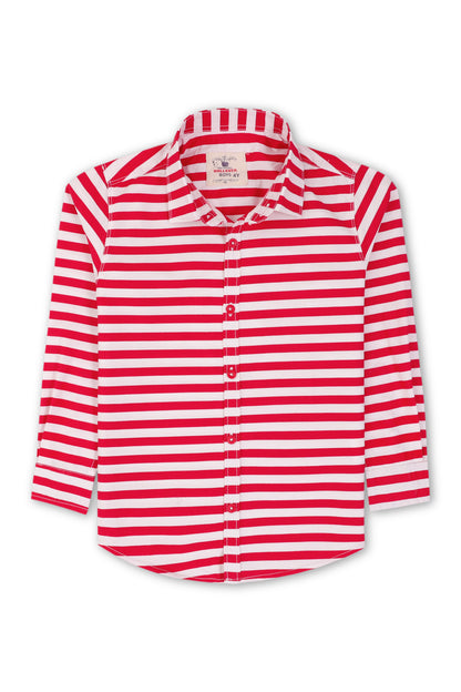 White & Red Stripe Casual Shirt