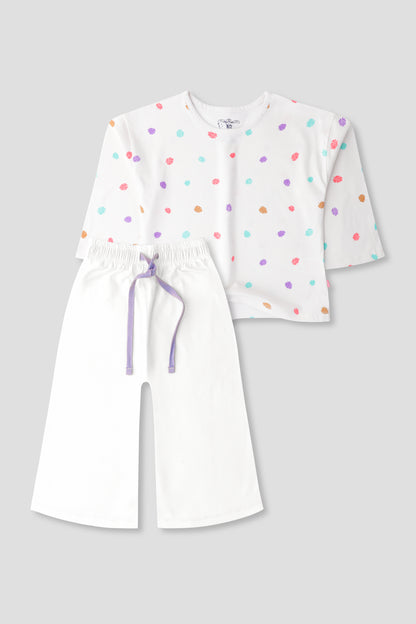 White Leafy Dots Co-ord Set