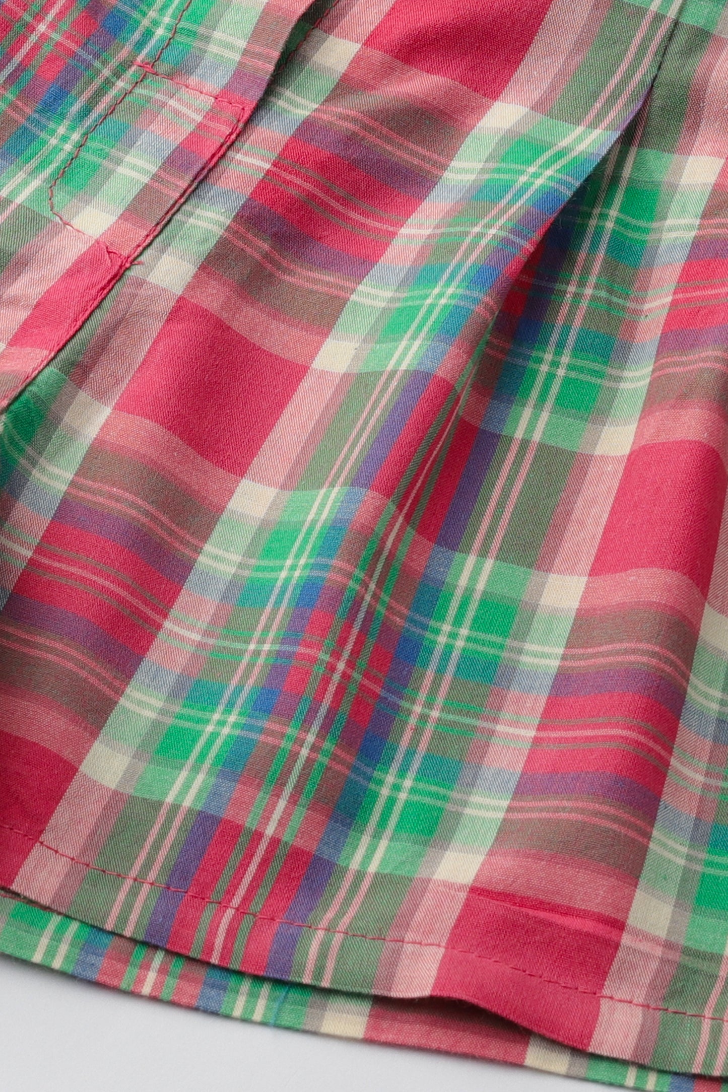 Pink Plaid Cotton Shorts