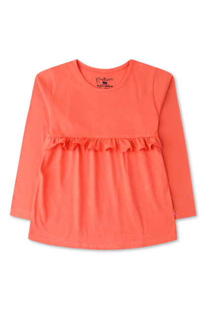 Coral Ruffle Solid Top