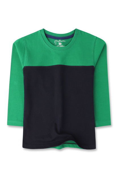 Green and Navy Colorblock Tee