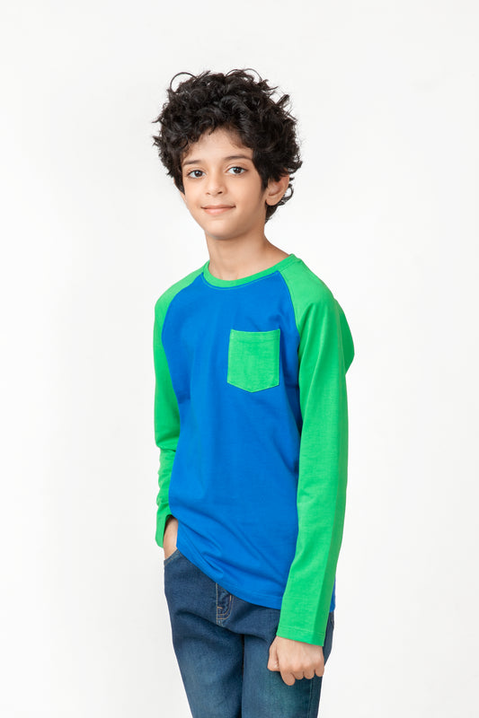 Blue & Green Raglan T-Shirt