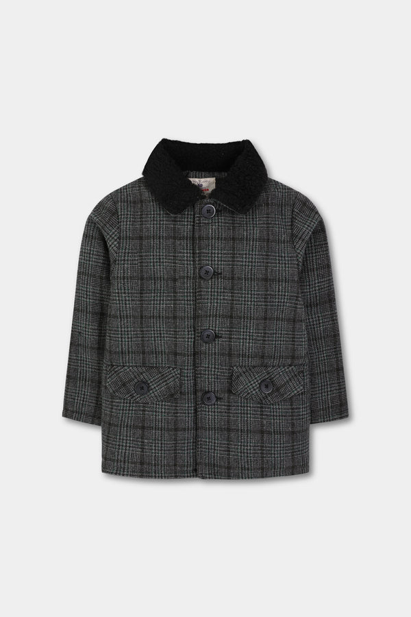 Boys Evergreen Checkered Felt Jacket