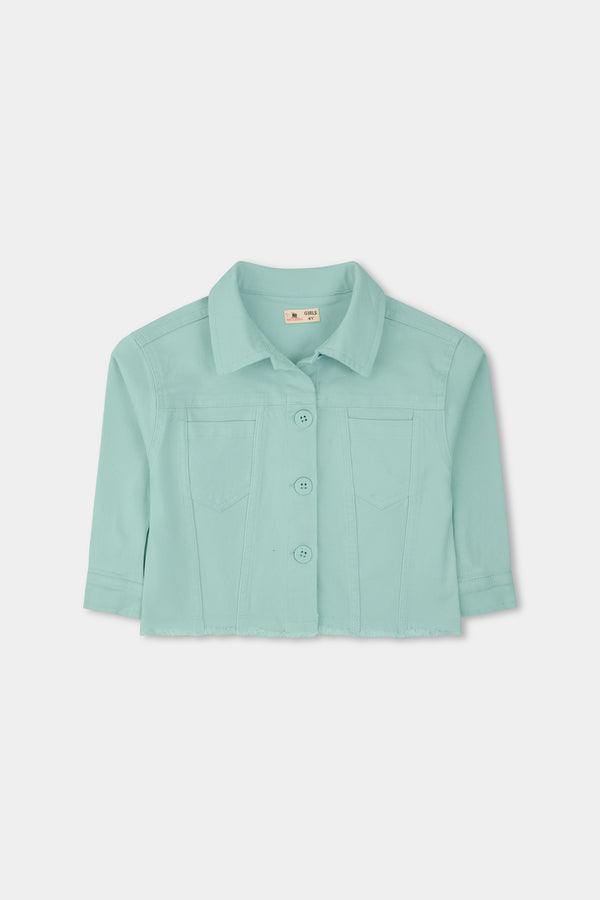 Girls Teal Twill Jacket