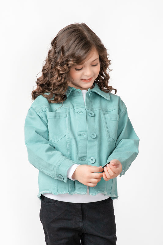 Girls Teal Twill Jacket