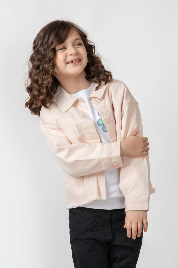 Girls Peach Twill Jacket