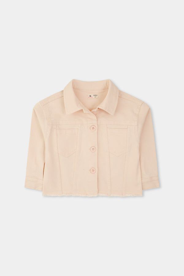 Girls Peach Twill Jacket