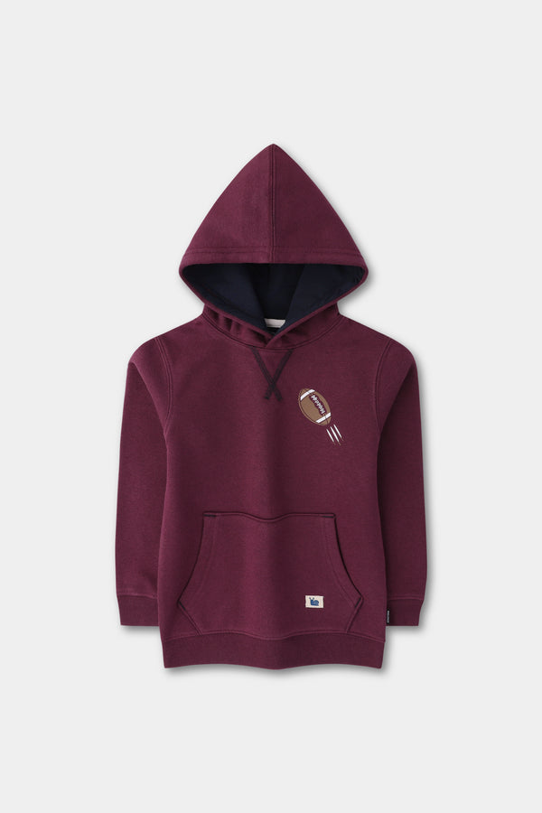 Boys Burgundy Fleece Hoodie