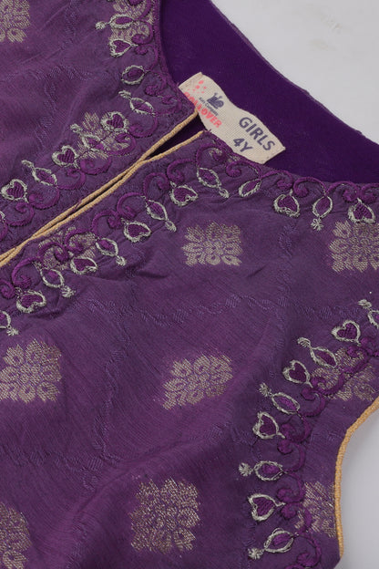 Girls' Purple Embroidered Sharara Set