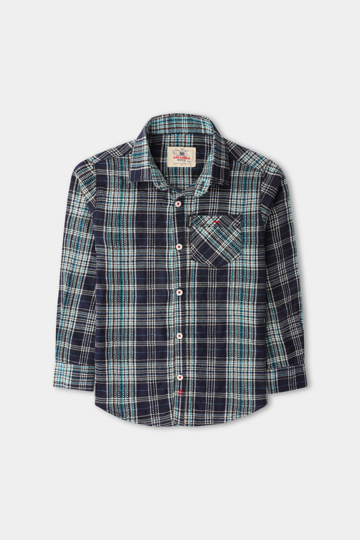 Boys Navy Classic Plaid Shirt