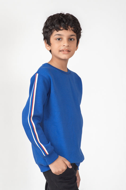 Royal Blue Solid Stripe Sweatshirt