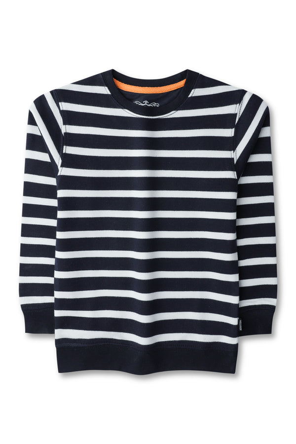 Boys Navy Striped Terry Sweatshirt