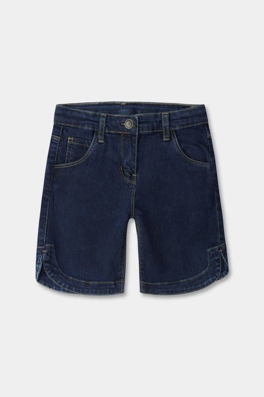 Girls Denim Curved Edge Shorts