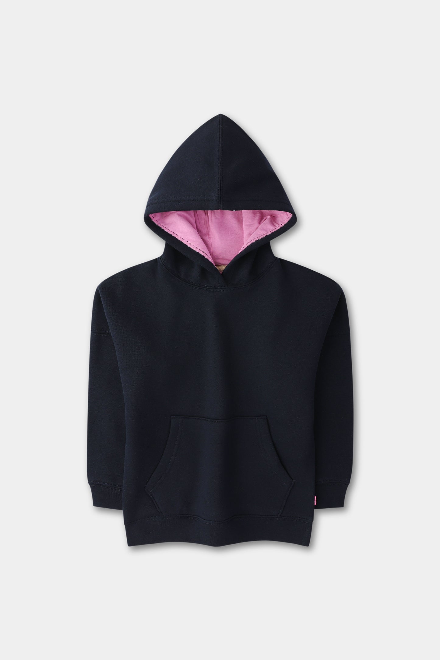 Girls Solid Navy Fleece Hoodie