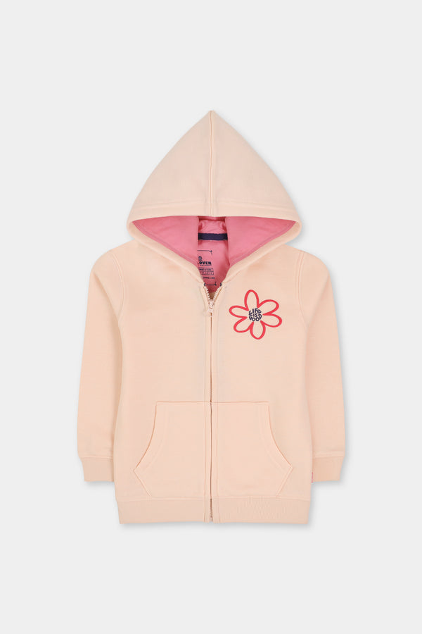 Girls Peach Graphics Fleece Hoodie