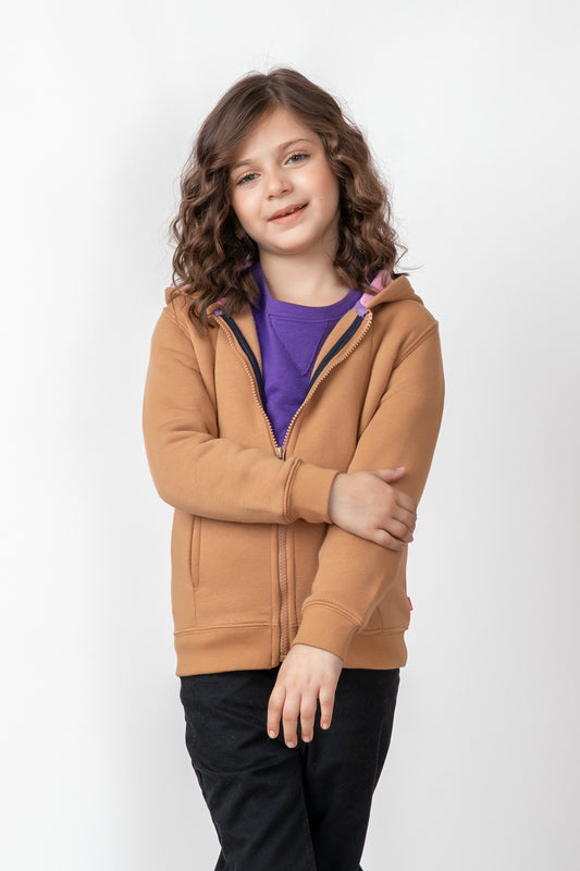 Girls Beary Brown Fleece Hoodie