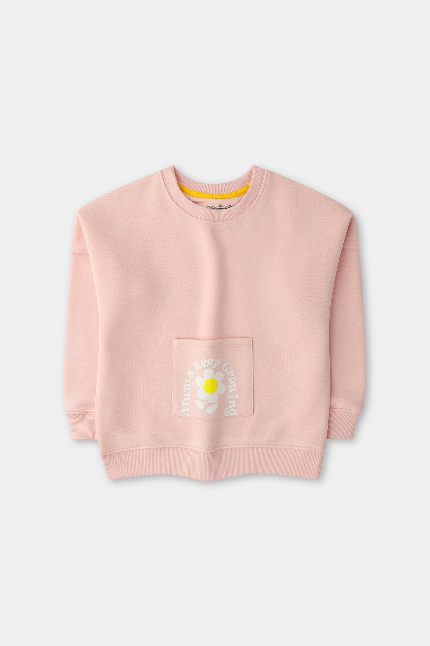 Girls Pink Pocket Fleece Sweatshirt