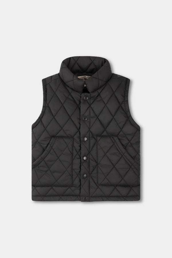 Boys Black Sleeveless Puffer Jacket