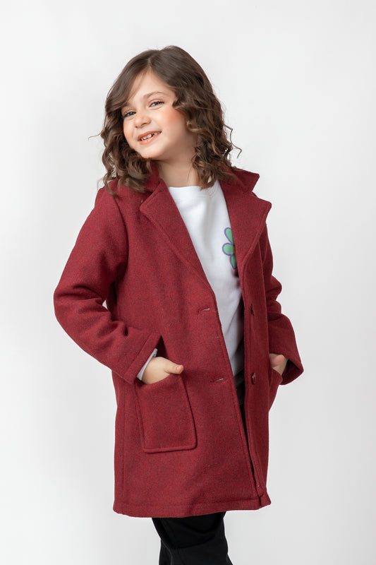 Girls Elegant Maroon Coat