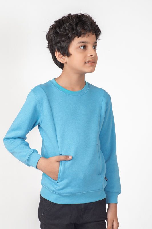 Boys Sky-blue Fleece Sweatshirt