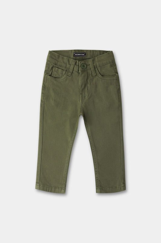 Boys Slim Fit Olive Chino Pants