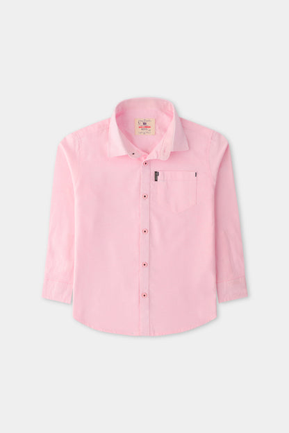 Boys Light Pink Chambray Casual Shirt