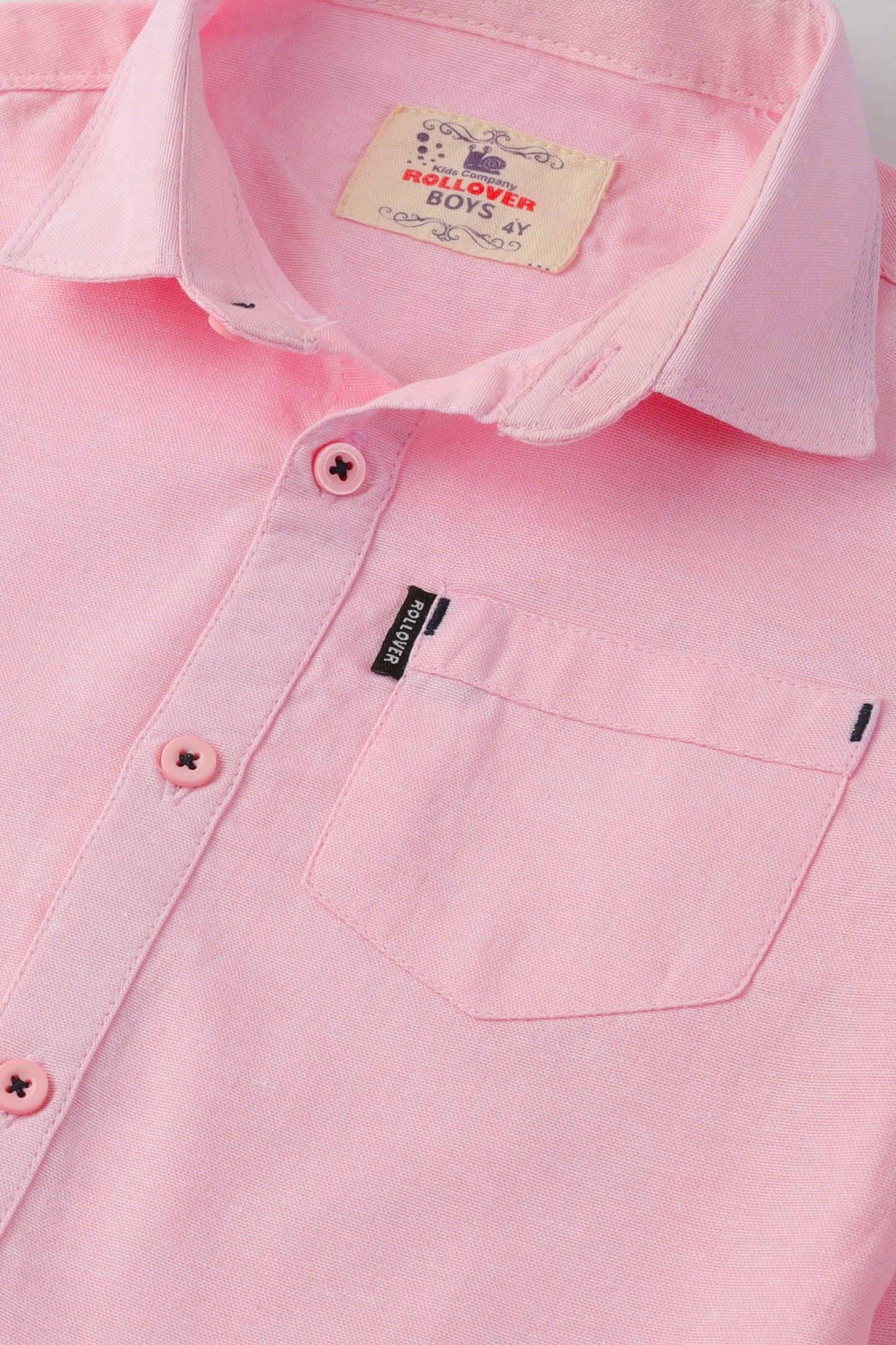 Boys Light Pink Chambray Casual Shirt