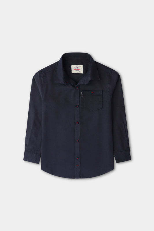 Classic Navy Chambray Button-Up Shirt