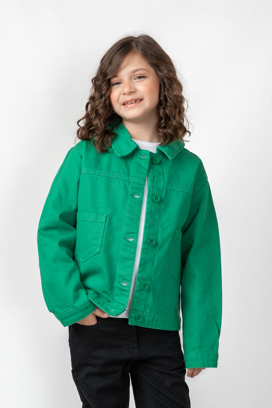 Girls' Green Twill Jacket