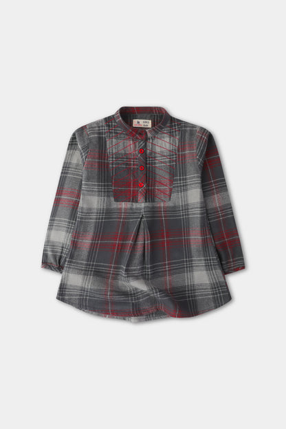 Modern Plaid Flannel Tunic for Girls