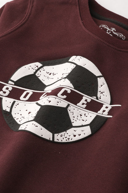 Boys' Burgundy Soccer Graphic Sweatshirt