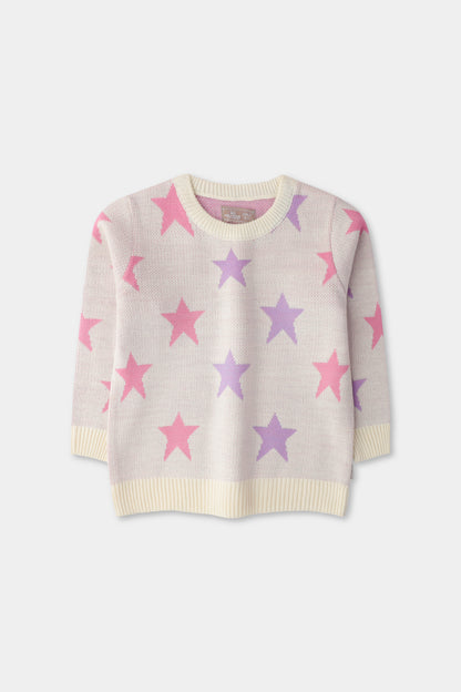 Girls Cream Starry Delight Sweater