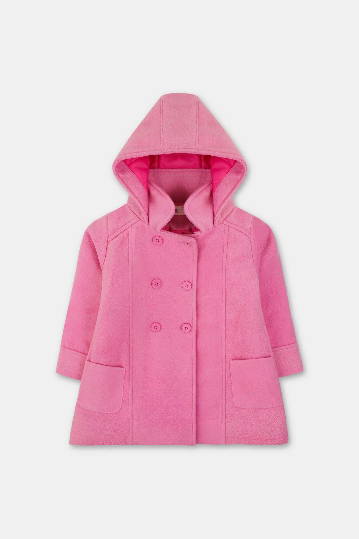 Pink Felt Hooded Coat for Girls