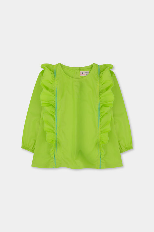 Green Cotton Frill Top